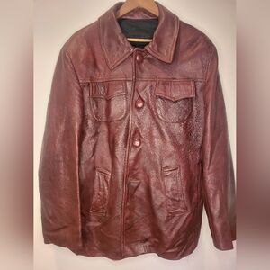 Handmade 1970s Genuine Burgundy Leather "Sears" style Jacket